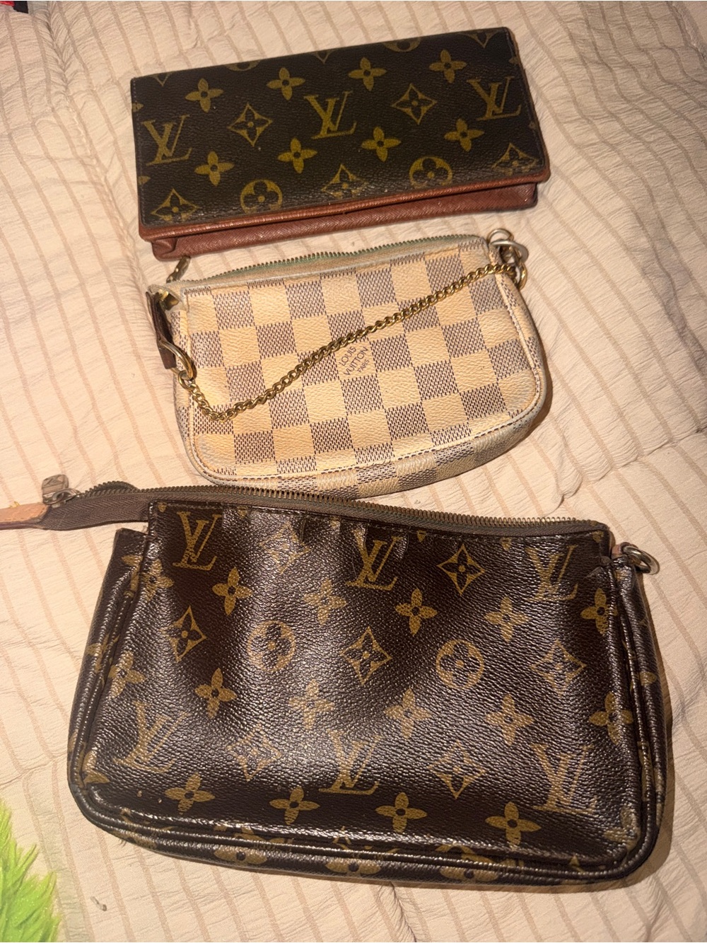 Louis Vuitton Monogram Canvas Trio of Wristlets in Brown and Damier Azur